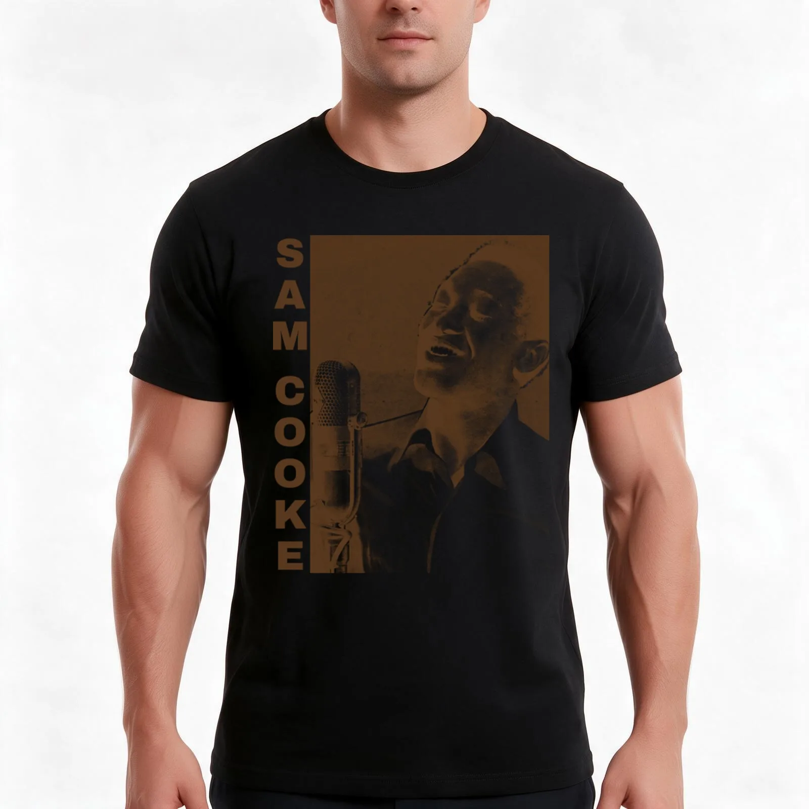 Sam Cooke T-Shirt, Summer Casual Cotton Tee, Oversized Streetwear Tops, Vintage Graphic Print, Loose Fit Short Sleeve