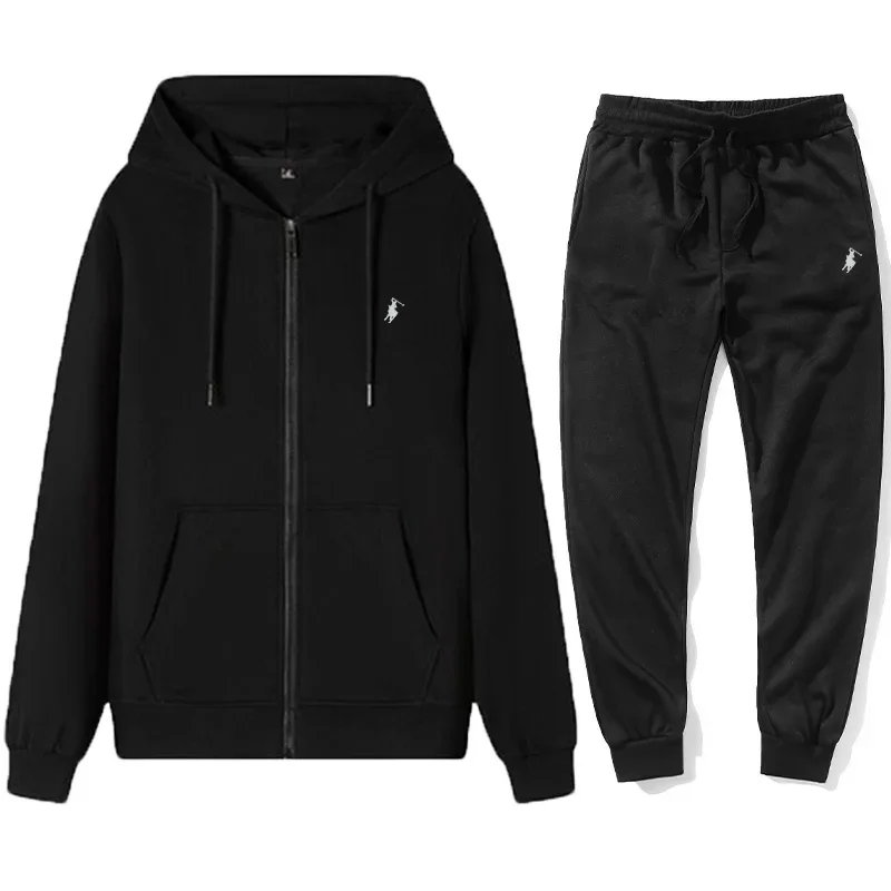 New Men's Autumn and Winter Classic Hoodie and Sweatpants, Suitable for Leisure Fitness, Warm Sports Set