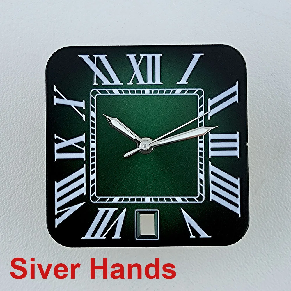 NH35 사각 다이얼 시계 다이얼 맞춤 로고 로마 숫자 남성용 시계 다이얼 N H35 6시 방향 날짜 표시 무브먼트 시계 액세서리 호환