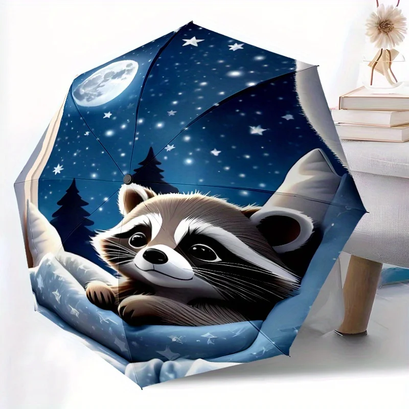 

Зонт с принтом ночного неба, звезд и луны, с автоматическим складыванием и защитой от дождя, оснащен восемью прочными спицами.