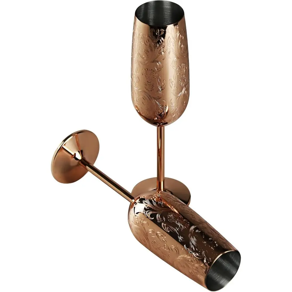 

Набор из 2 фужеров для шампанского из нержавеющей стали с гравировкой, 200 мл, для свадеб, вечеринок и юбилеев (с медным покрытием)