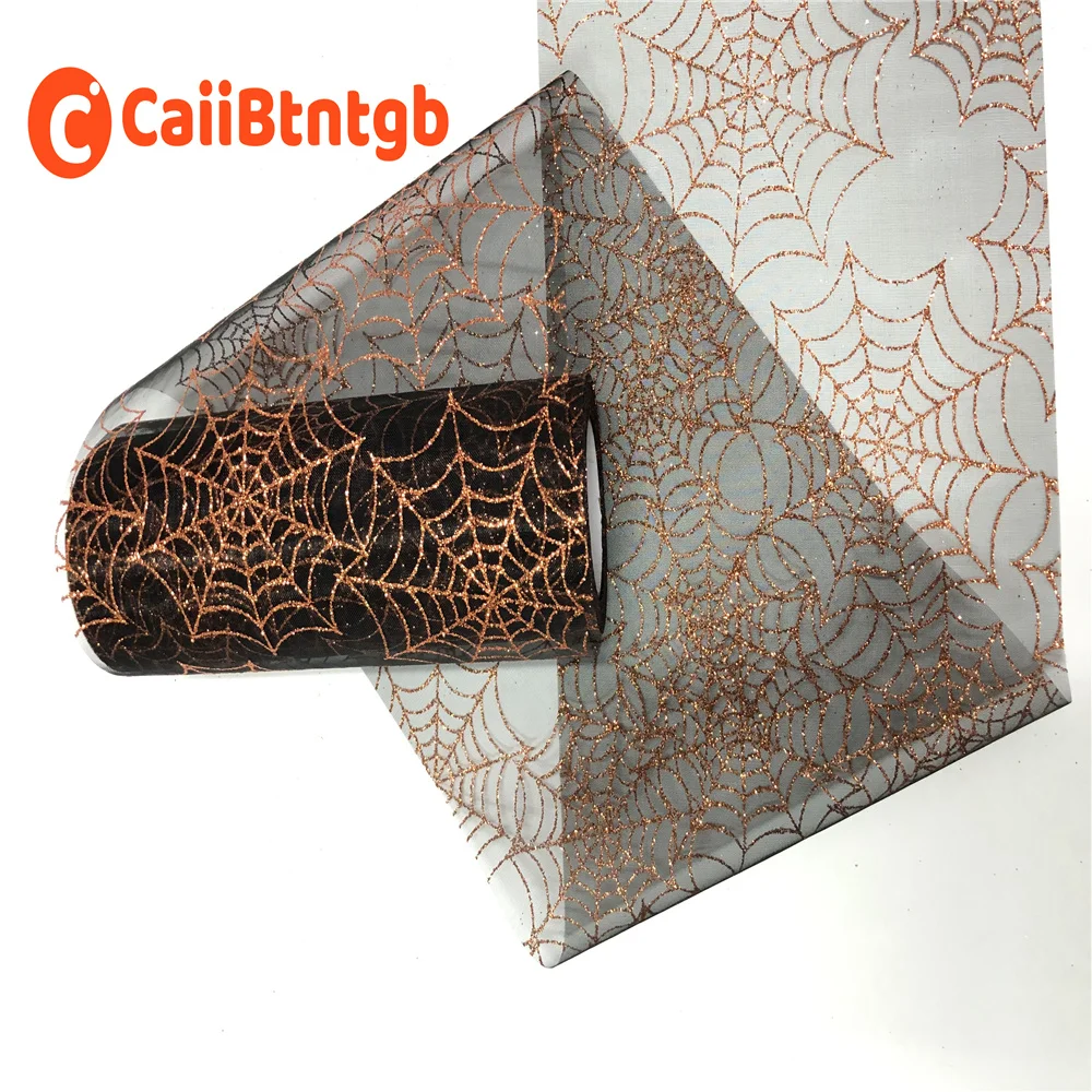 15cm * 10 yards Glitzer Halloween Tüll Roll Spinnennetz Muster für Girlande machen Dekoration DIY – Detail 5