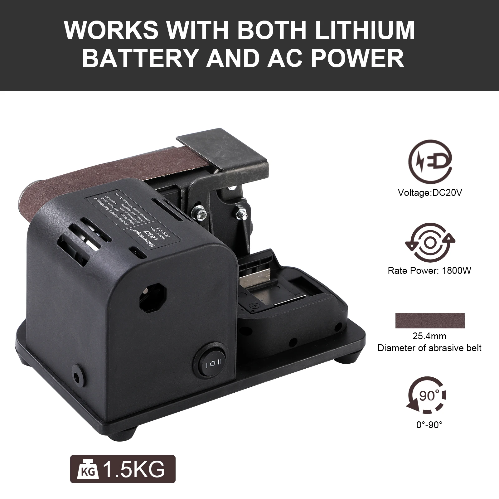 

Cordless Mini Belt Grinding Machine Tool, grinder for knife electrical, Electric Sander Home Diy Polisher, No battery