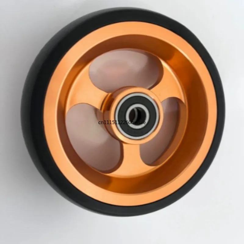 4Inch Wheelchair Front Caster Wheel, Aluminum Alloy Hub PU Solid Tire Replacement Spare Part for Sports Wheelchair