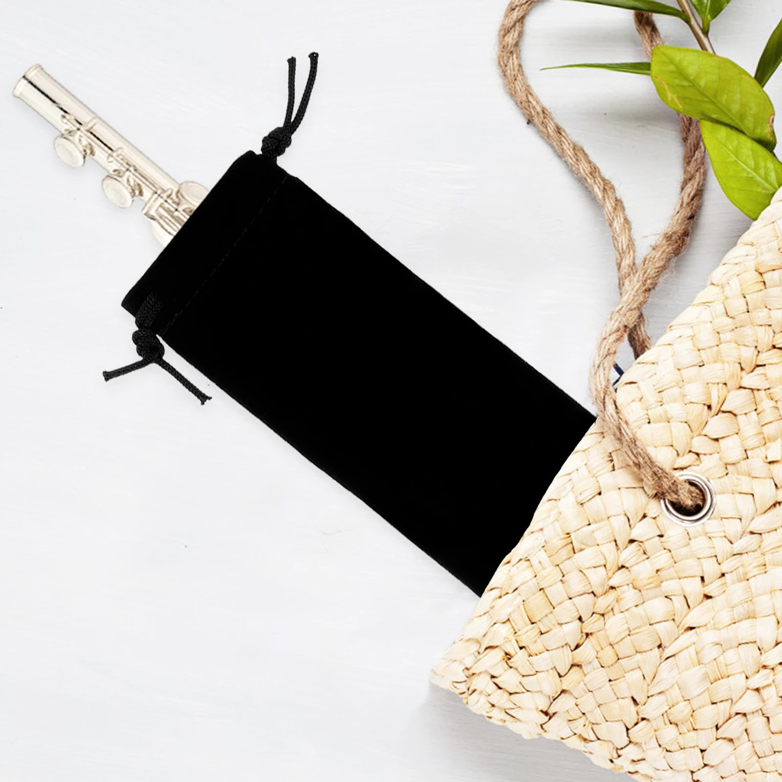 

Vertical Flute Bag Portable Drawstring Recorder Storage Pouch Protective Soft Interior Musical Instrument Carrying Case