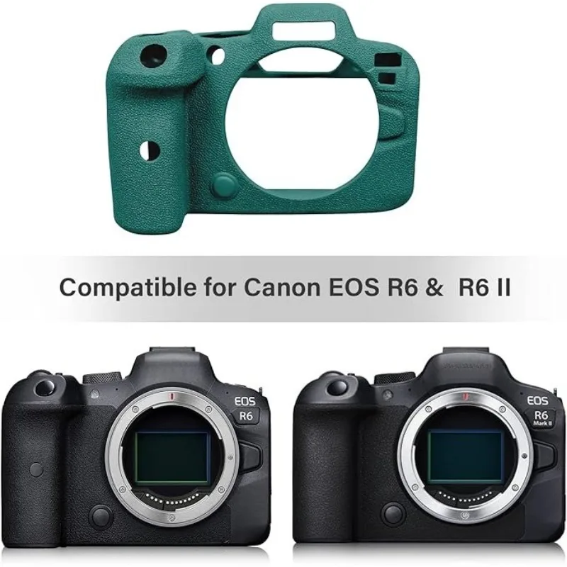 Silicone Protective Case Skin Camera For Canon EOS R6 R6II Mark II 2 Full Body Cover - Waterproof Silicone Skin + Hot Shoe Cover