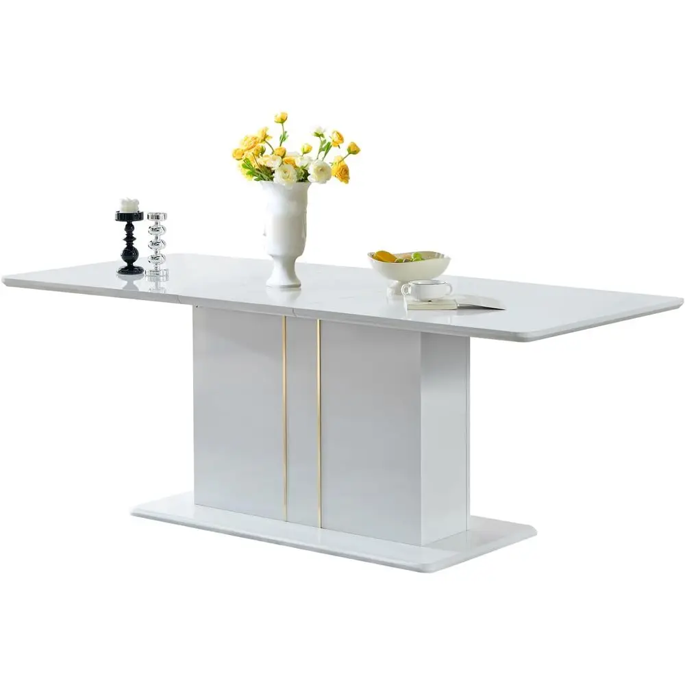 

Регулируемый прямоугольный обеденный стол на 6-10 человек, 63-80,7 футов, белый деревянный стол для кухни и конференций