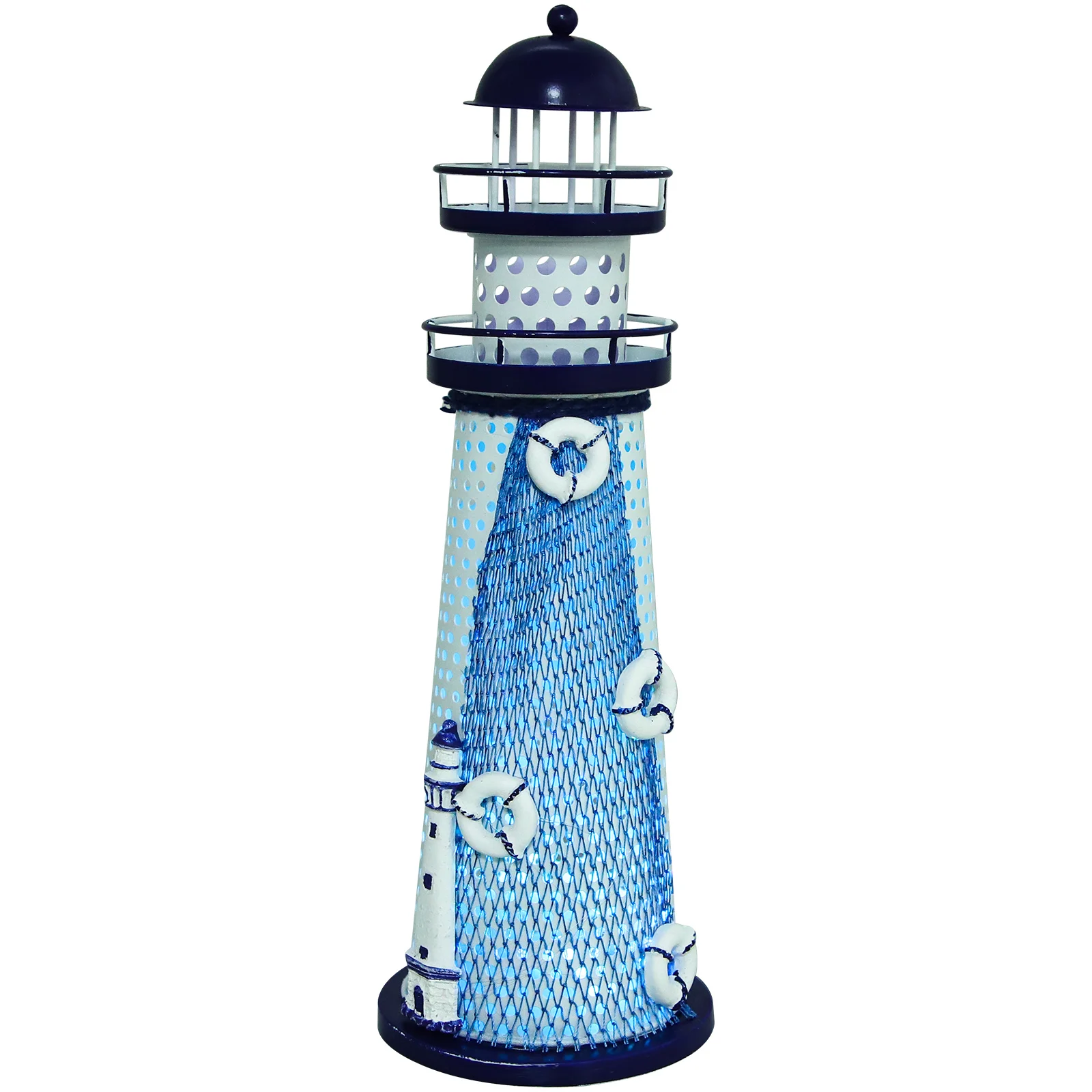 Ocean Lighthouse Candlestick Lantern Lights Display Adorn Tabletop Decor LED Lamp Decorative Night