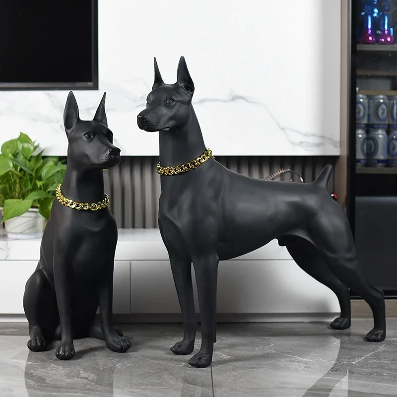 Doberman Sculpture Ornaments, Animal Model Decor, Dog Statue, Large Decorative Crafts, Artwork Decoration,Nordic Gift,Customized