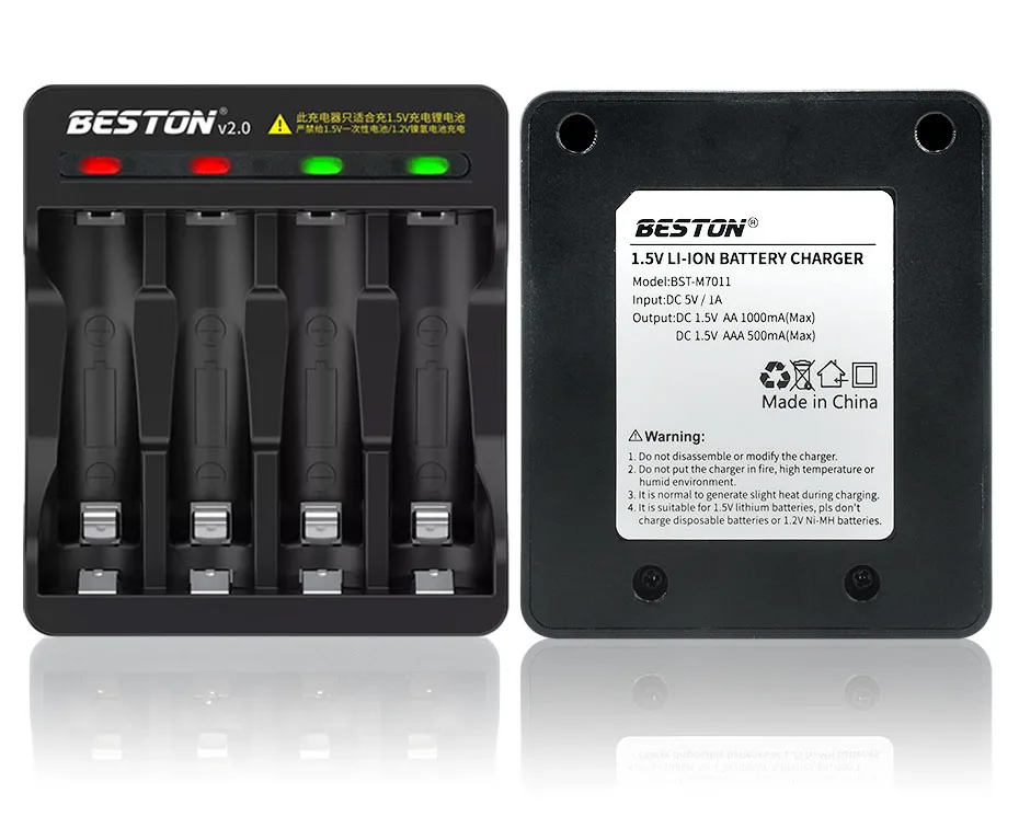 شاحن بطارية ذكي مع شاشة LED ، محول شحن سريع محمول ، AA ، AAA ، ليثيوم أيون ، قابلة للشحن ، 1.5 فولت ، 4 فتحات