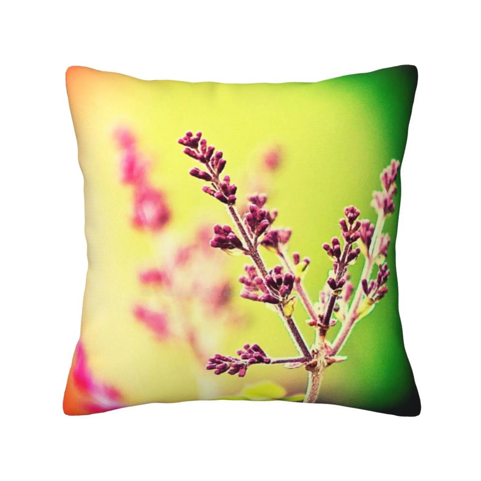 Spring Blossoms Funny Cute Decor Square Pillowcase Lilac Bloom Toy Camera Fantasy Image Abstract Spring Flower Minnesota