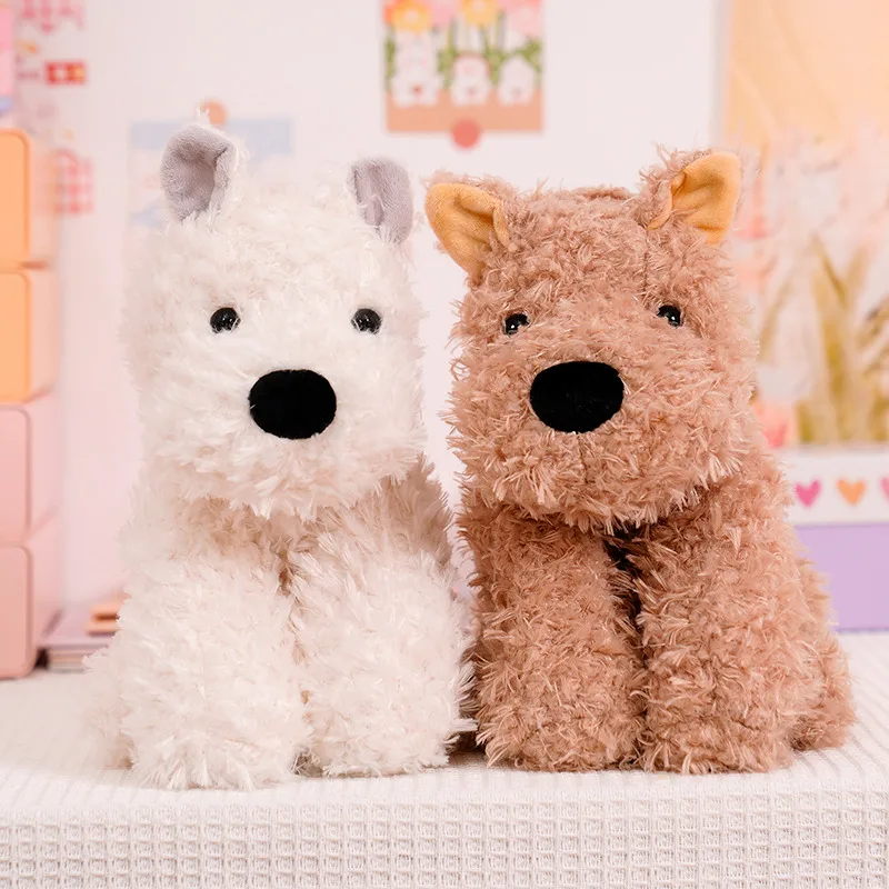 Cute Plush West Highland White Terrier Toy Lifelike Fluffy Real-life Stuffed Animals Dog Soft Doll Kids Toy Birthday Gift