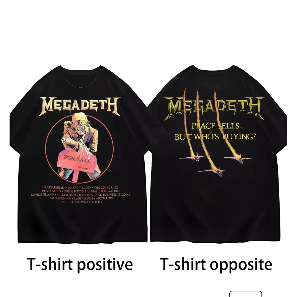 

2025 Summer Megadeths shirts men retro heavy metal rock retro cotton T-shirt sailor collar short-sleeved street cycling clothing