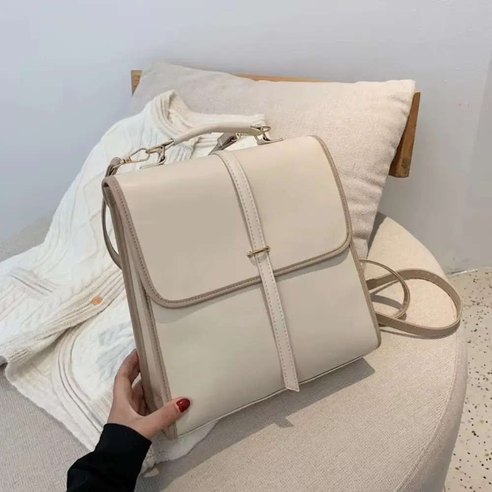 الصلبة اللون جيوب متعددة حقائب الظهر حقيبة الكتف سعة كبيرة بو الجلود حقيبة كروسبودي سستة إغلاق حمل حقيبة