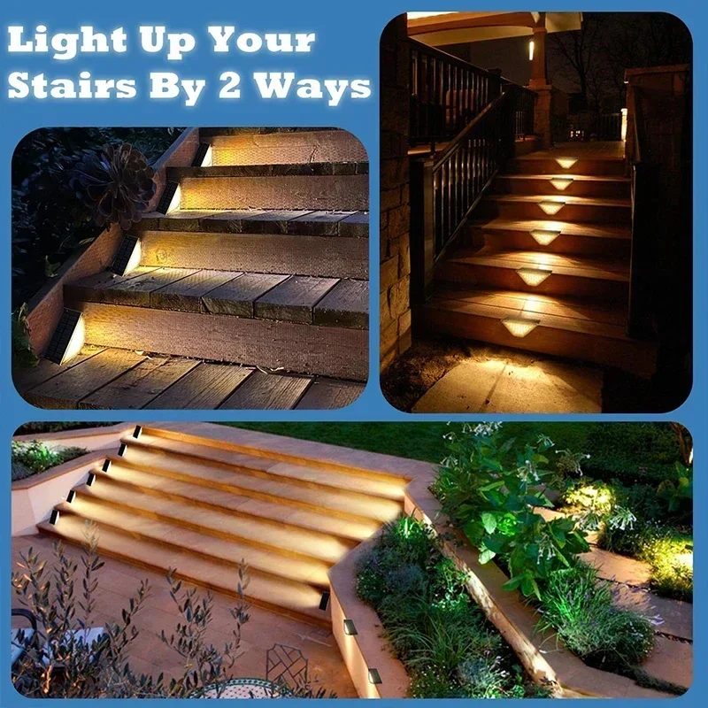 Solar Deck Lights Fence Lights Outdoor Step Lights Waterproof Solar Lights for Railing Stairs Step Fence Yard Patio and Pathway