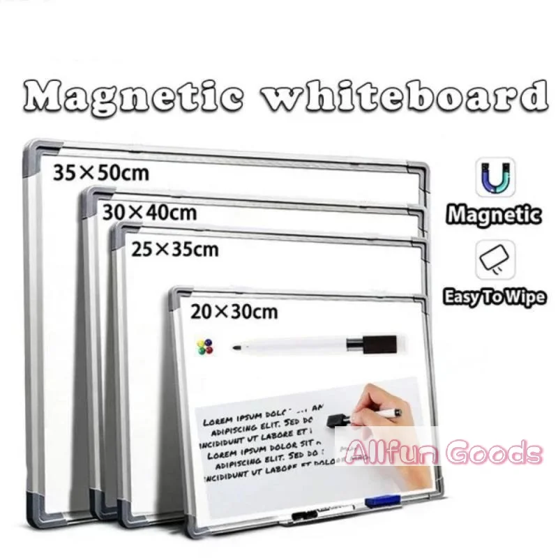 Wall-Mounted Double-Sided Magnetic Aluminum Whiteboard With Two Magnets And Whiteboard Marker With Eraser For Teaching Learning