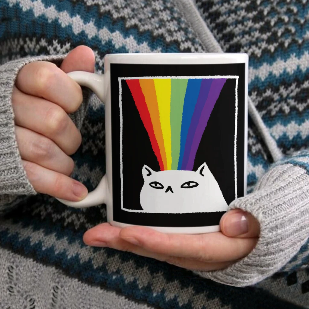 

Rainbow catCoffee Mug Tea Cup 11oz Coffee Cup Funny Birthday Ceramic Mug Personalized Cup