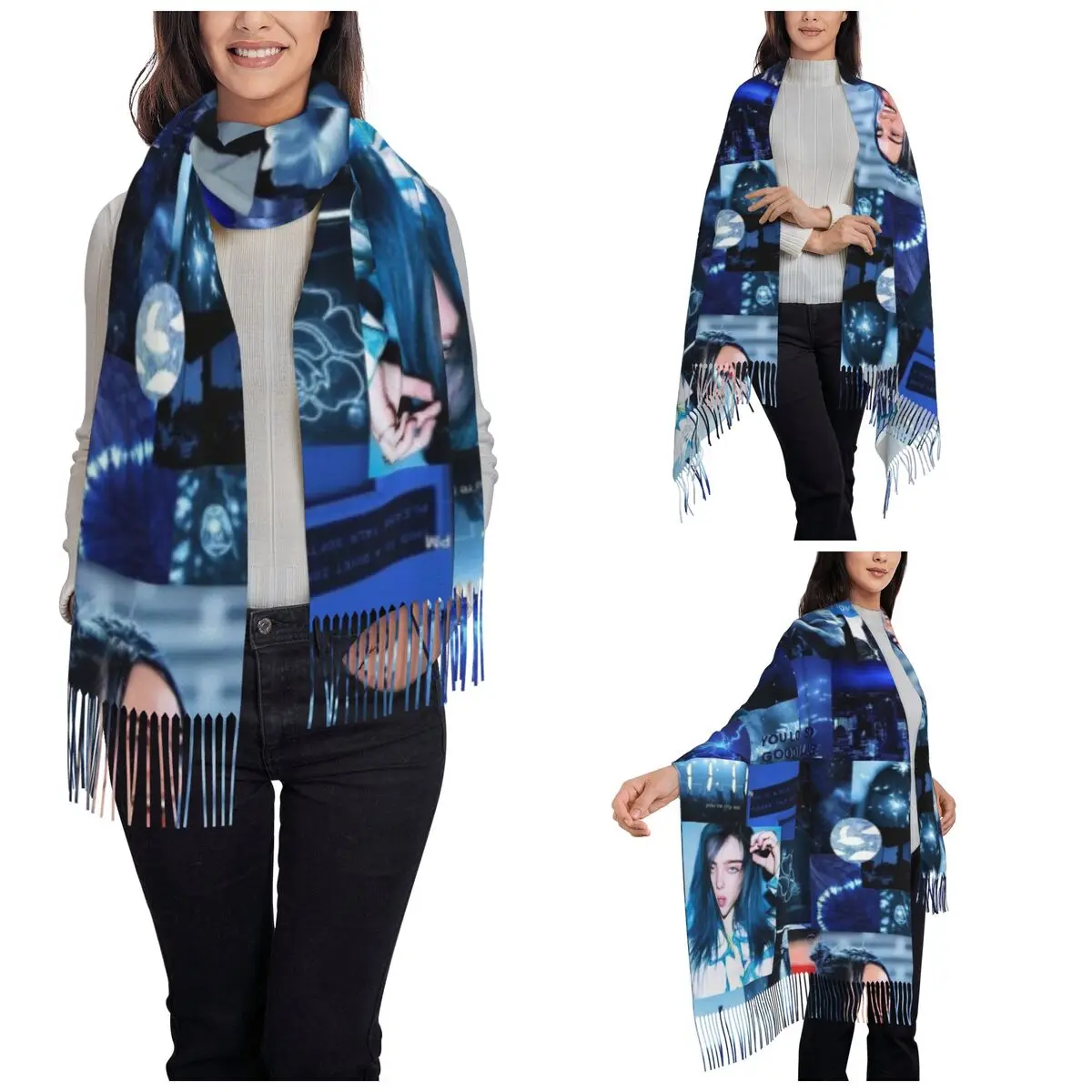 Womens Tassel Scarf Billies Hit Me Hard And Soft Large Winter Warm Shawl Wrap Gifts Cashmere Scarf