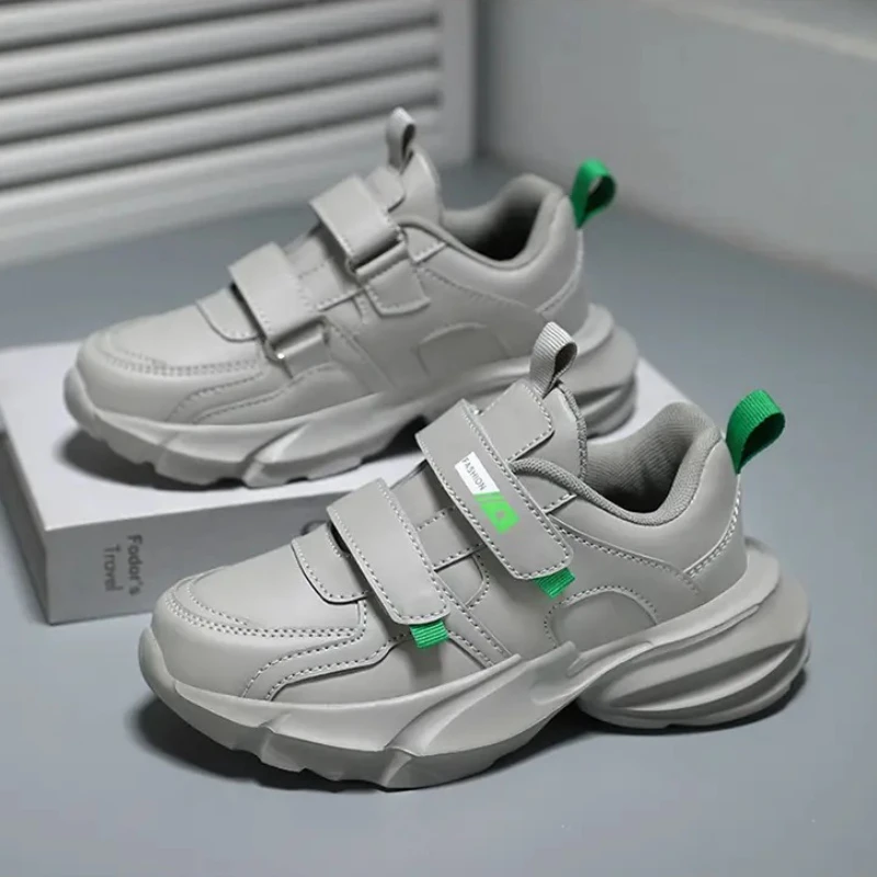 

Boys Casual Shoes Black Leather Flat Student Walking Shoes Children Sneaker Non-slip Girl Lightweight Sports Tennis Footwear
