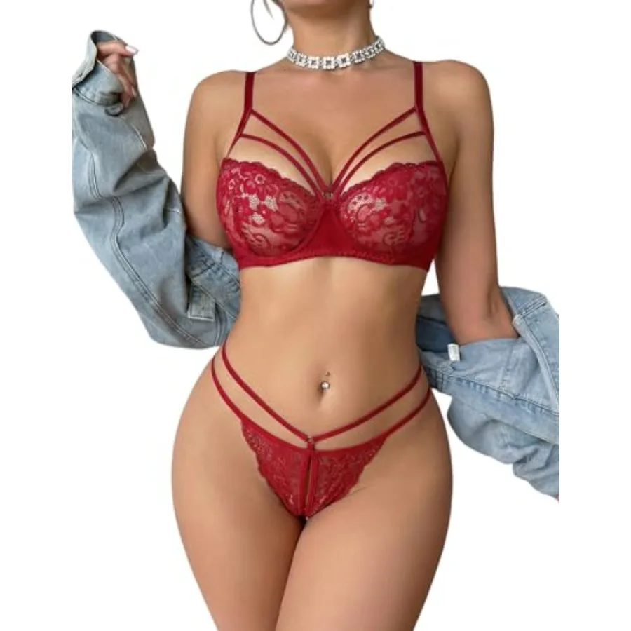 

Avidlove Women Lingerie Sets Sexy Lace Bra and Panty Set Underwire Push Up Lingerie Strappy Bra Thong