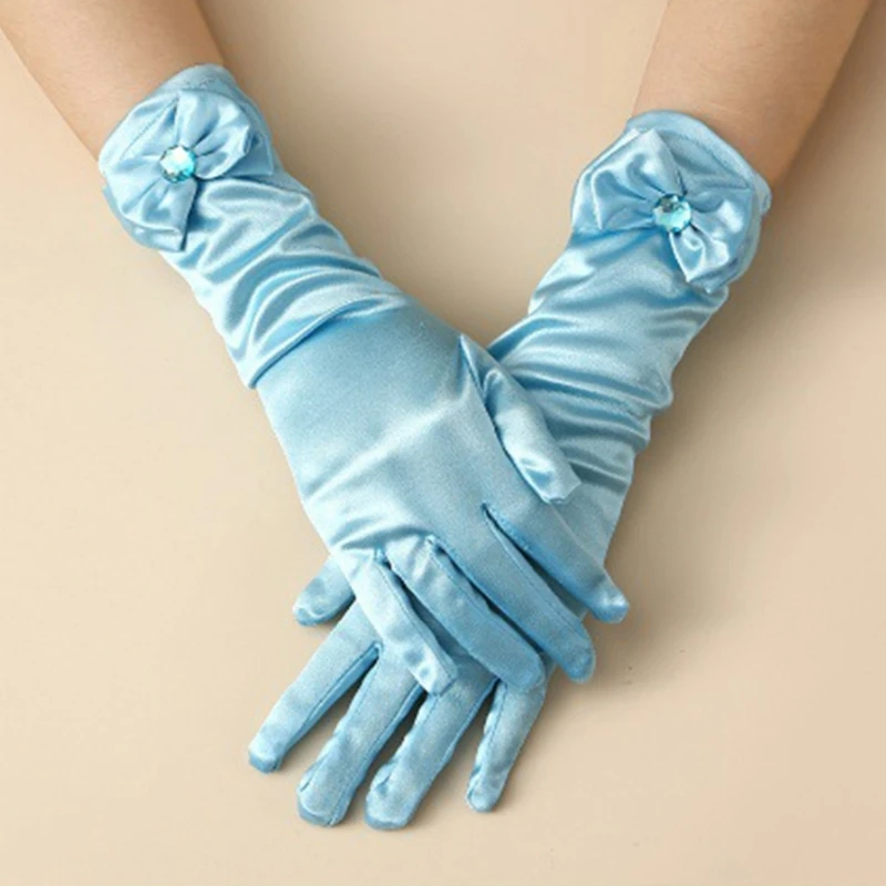 Children Layered Bowknot Gloves Colorful Gloves for Boys Girls Celebrations