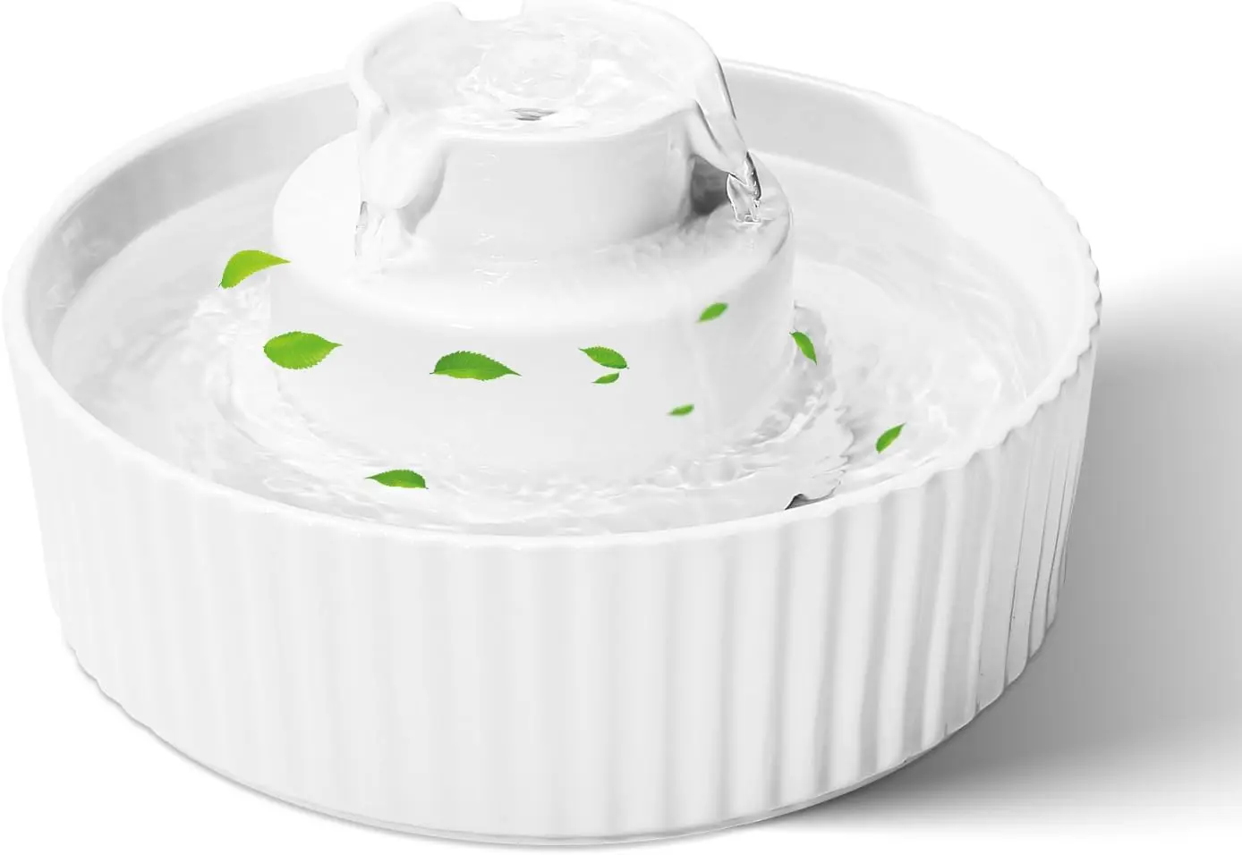 

Керамический фонтан для кошек, автоматическая поилка для домашних животных 2,1 л с тихим насосом для кошек и собак белого цвета