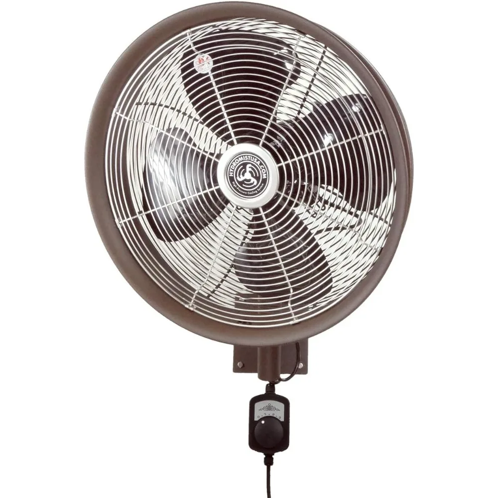 Ventilador externo montado, controle de cabo de 3 velocidades, lâmina de ventilador resistente ao molde de resina dura, suporte de montagem, 18 ", marrom escuro