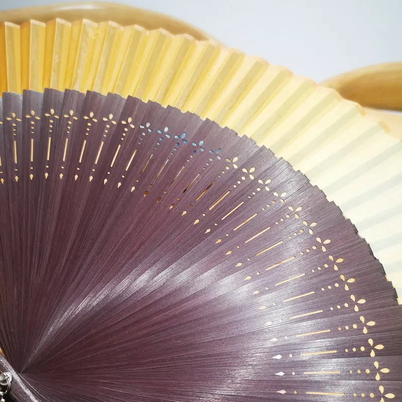 

Ancient Style Folding Hand Fans For Women Yellow Gradient Color Portable Fan With Tassels Design Hanfu Accessories Lady