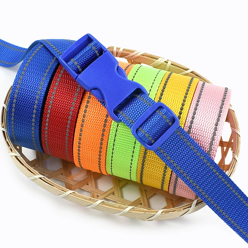 

1-5Sets 25mm Reflective Nylon Webbing Closures Hook Pet Collar Quick Release Buckle Belt Ribbon Strap Adjust Tir-Glide Slider