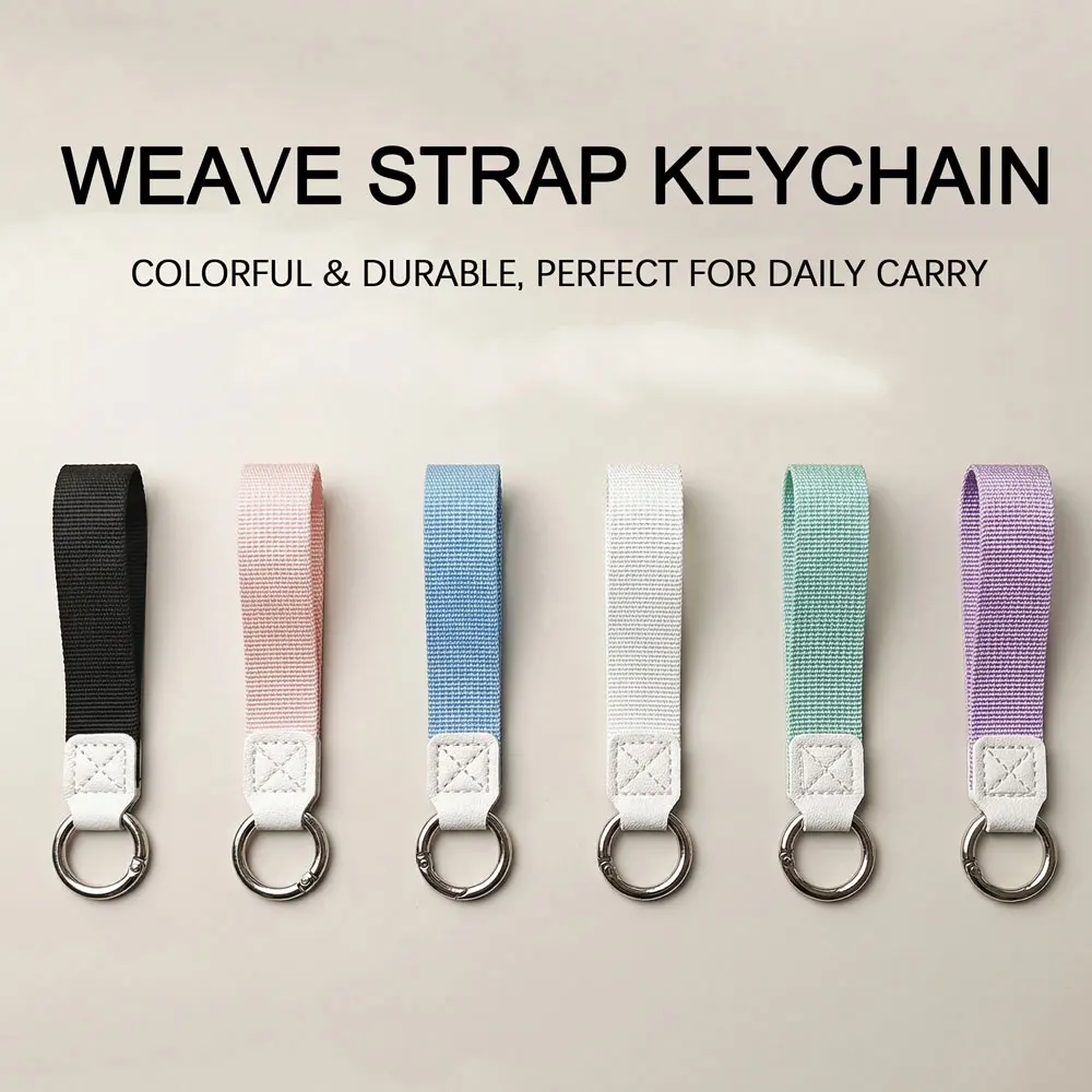 

Canvas Simple Personalized Keychain Cup Phone Ribbon Short Lanyard Key Chain Ring Wrist Strap Weave Rope Schoolbag Keyring Gift