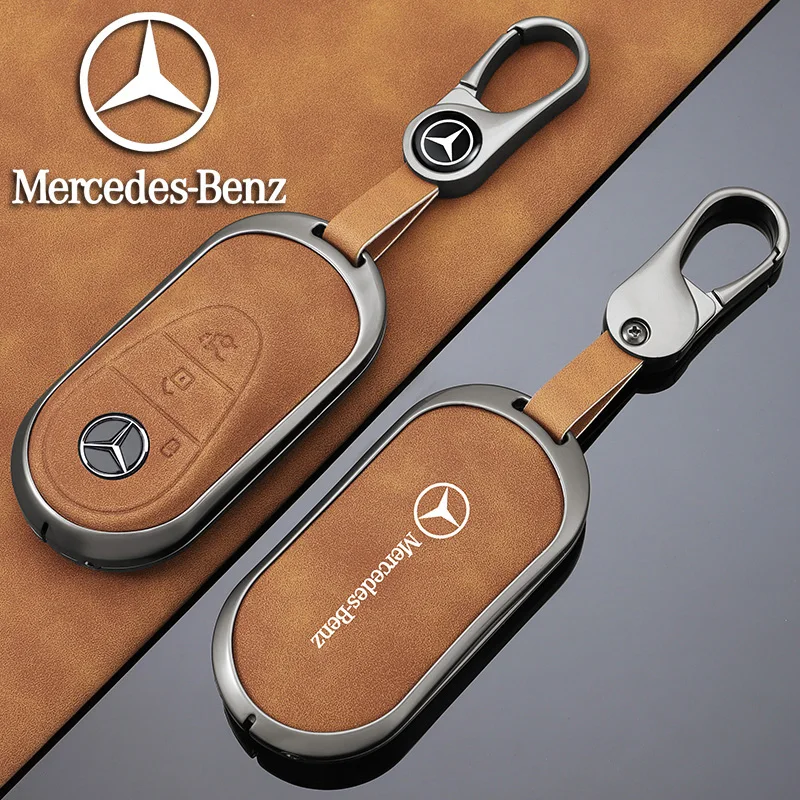 Leather Zinc Alloy Car Remote Key Case Auto Styling Accessories For Mercedes Benz C E S Class W223 W206 C260 C300 S400 S450 S500