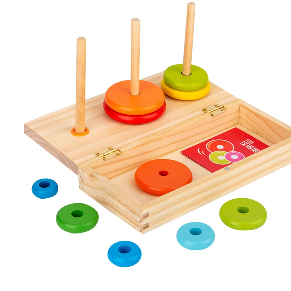 مجموعة واحدة من حلقات برج هانوي الملونة القابلة للتكديس، حلقة الطفل، التنمية المعرفية، التنسيق بين اليد والعين، لعبة تعليمية #3