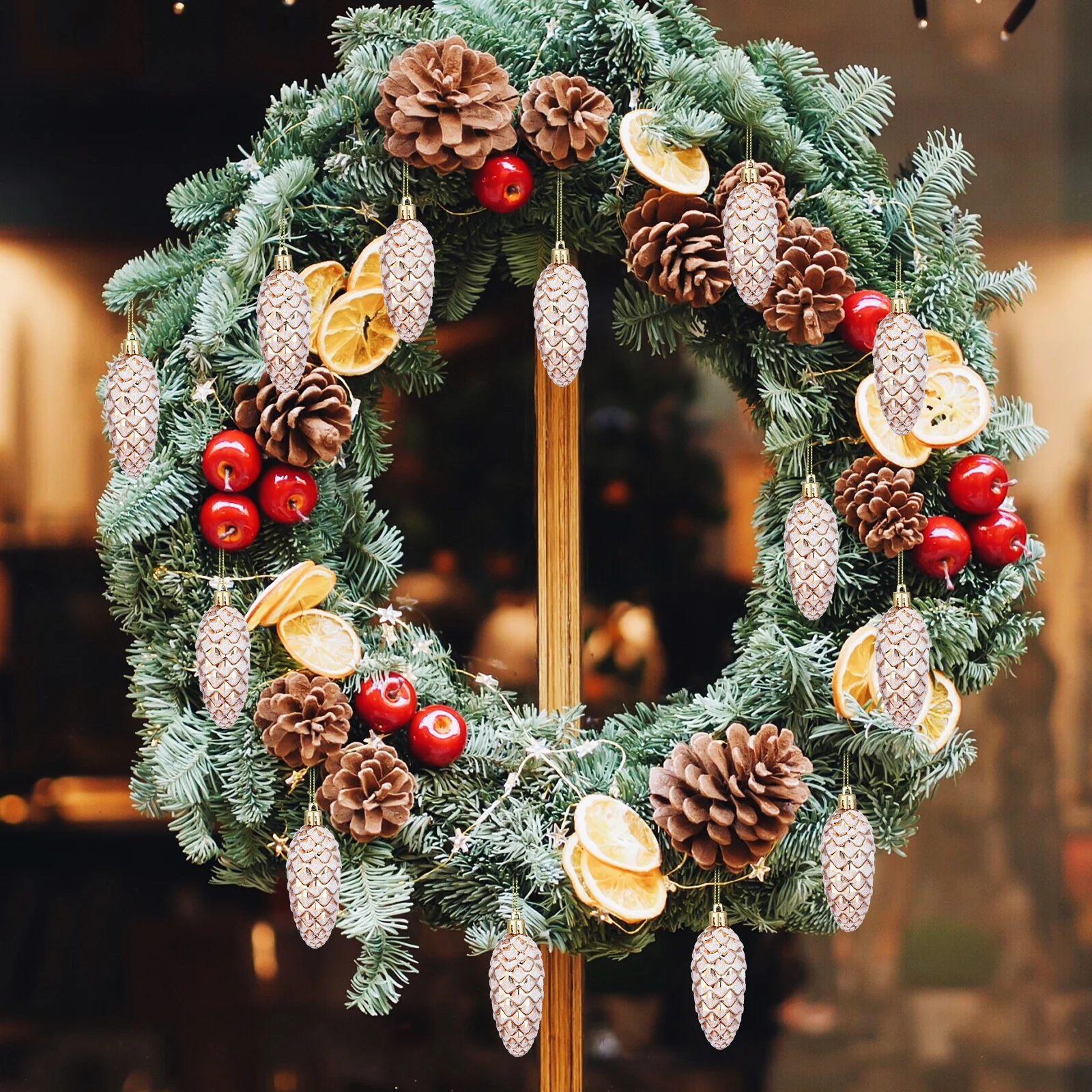 

10 Pcs Small Fall Christmas Tree Ornaments Pine Cone Balls Holiday Pinecones Vintage