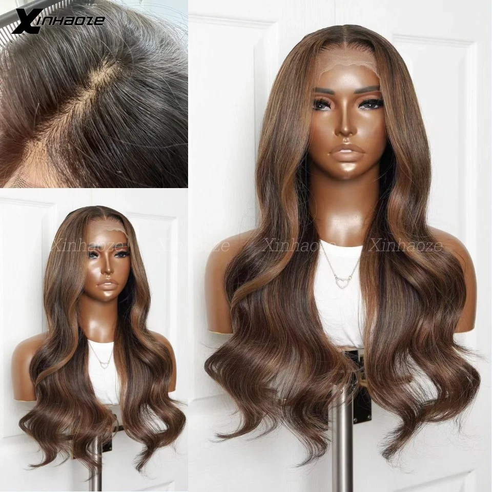 Silk Base Scalp Wig 5x5 Closure Wig Brazilian Wigs Human Hair Full Lace Wigs Human Hair 360 Brown Highlight Human Hair Wigs