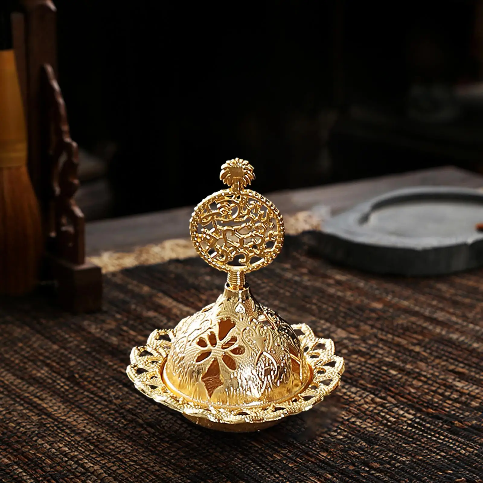 Arabic Incense Burner Metal Cone Holder Durable Alloy Art Candle Centerpiece for Wedding Party Home Decor