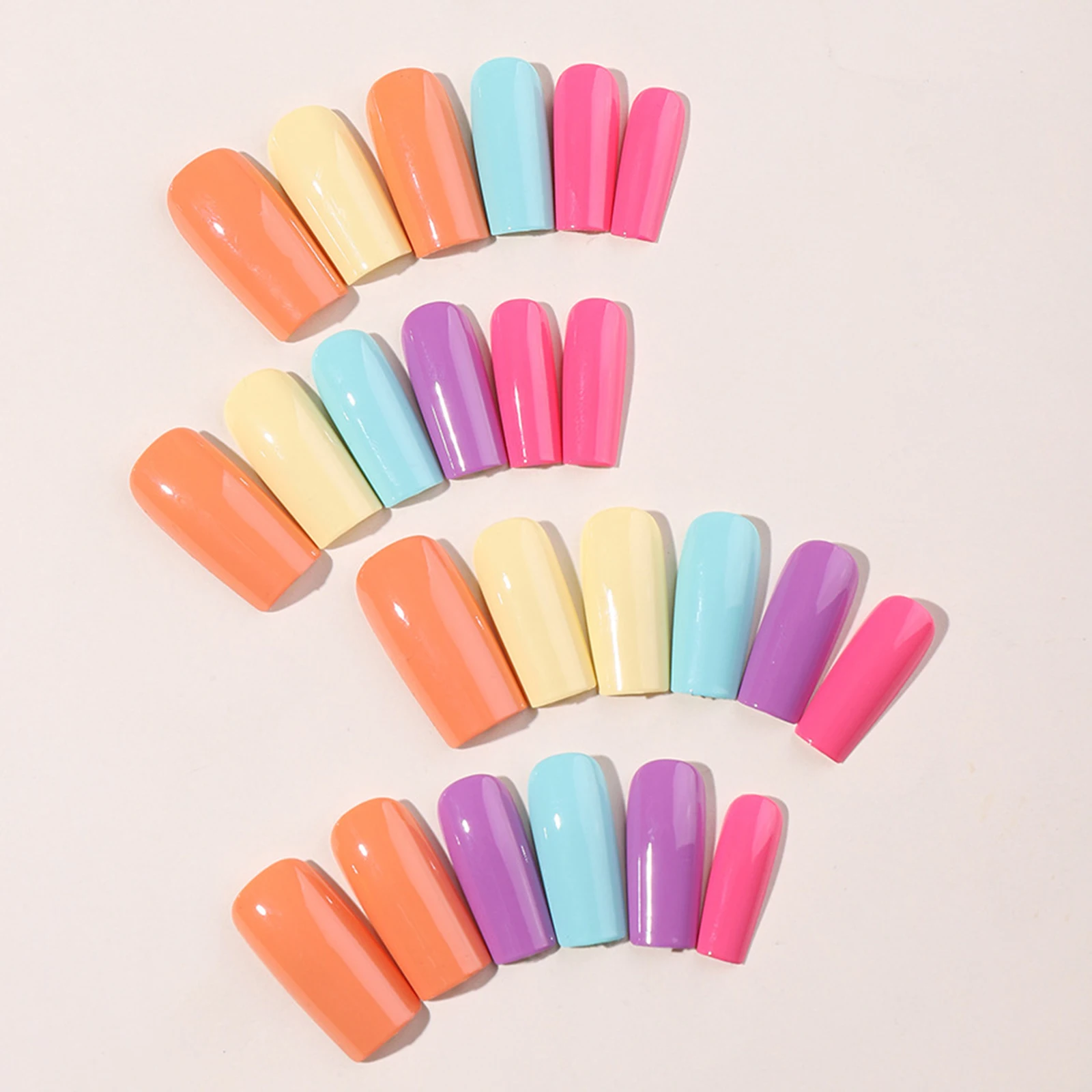 Solid Colorful Long Fake Nails Durable & Never Splitting Comfort Fake Nails for Shopping Traveling Dating