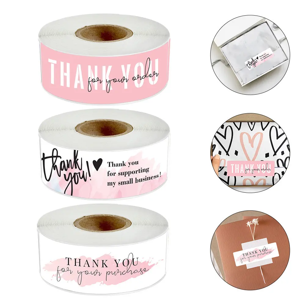 

Набор из 3 рулонов самоклеящихся этикеток «Спасибо» для пекарни, мастерской, бутика, праздничной упаковки подарков, декора своими руками