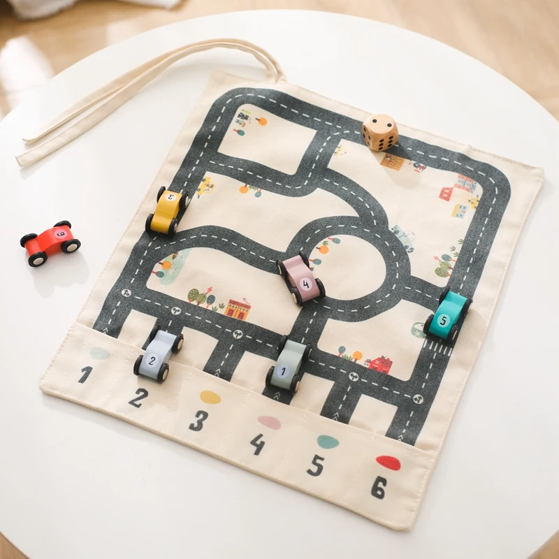 35*31cm montessori Spielzeug Baby Auto Verkehr Straßenkarte Leinwand Desktop-Matte Spiel Holzauto Eltern-Kind-Interaktion Kind Bildung Geschenk – Detail 17