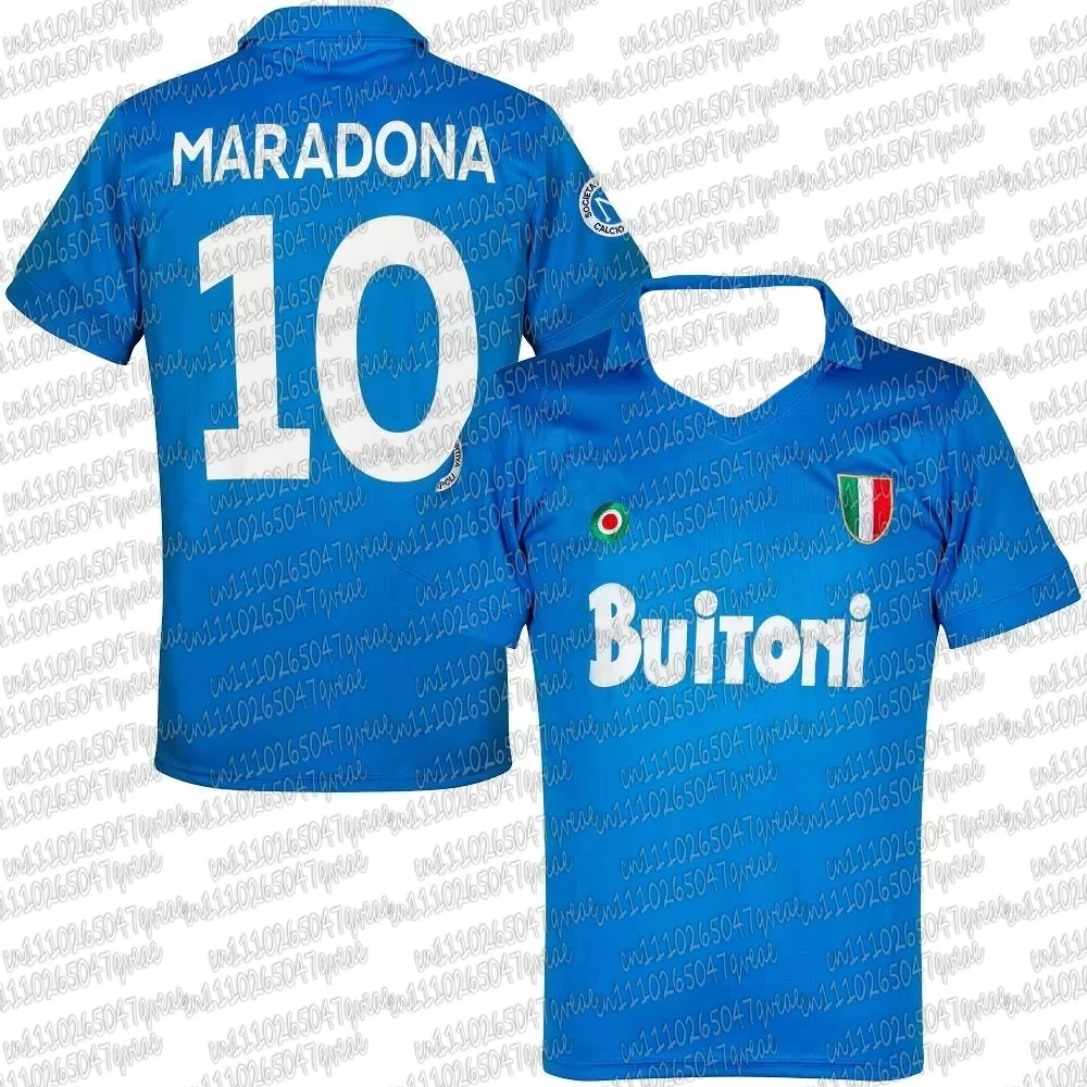Naples Maradona 10# Retro Unisex Football Jersey, 2026 Family Matching Printed Mesh Breathable Oversize Quick Drying Jersey Tees