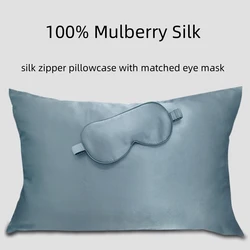 Silk Zipper Pillowcase 1pc With Matched Eye Mask 1pc 100% Mulberry Silk Many Size Can Be Customized