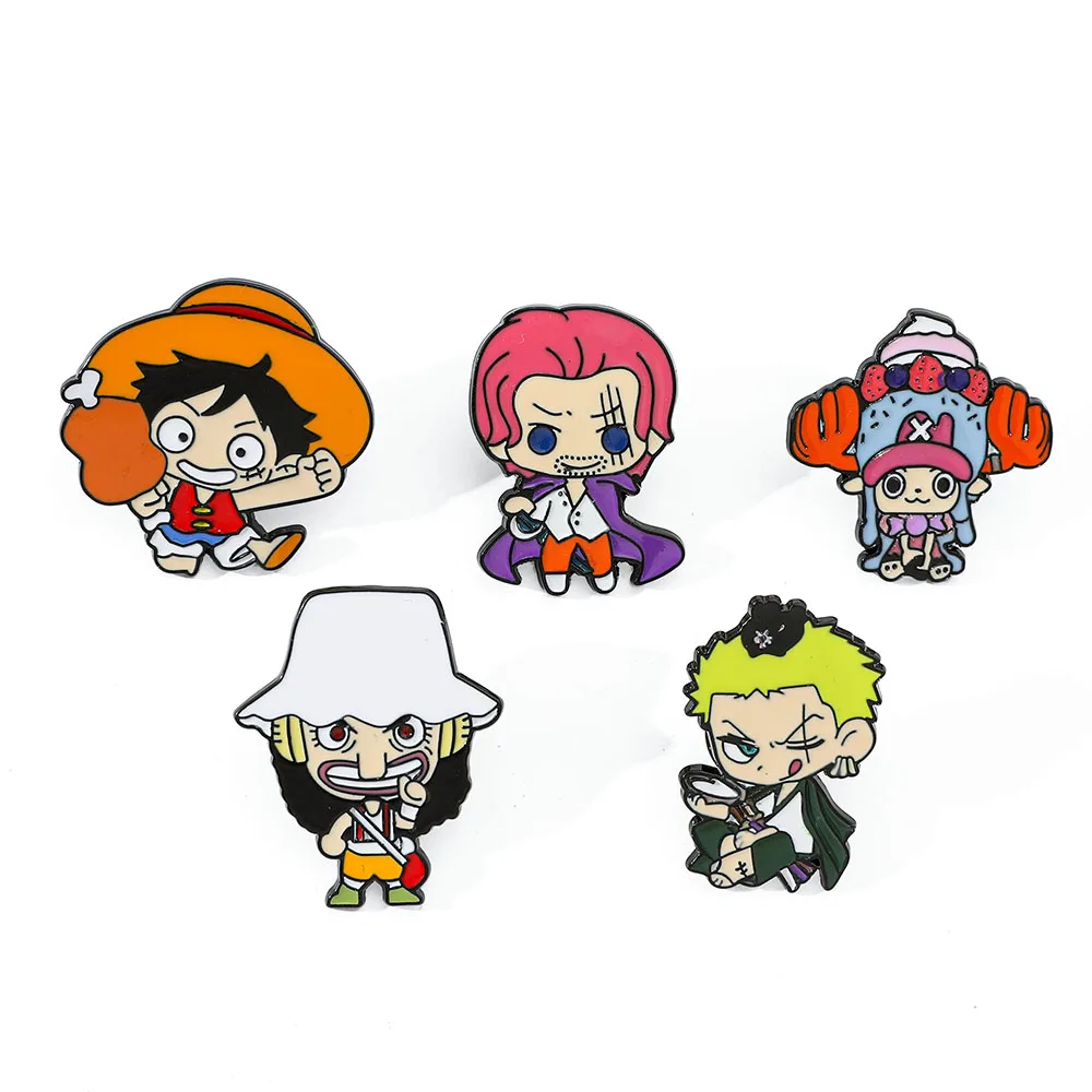 

5 Pcs Creative anime Brooch Handsome Monkey D. Luffy Metal Badge Jewelry Clothing Backpack Accessories Gift For Friends