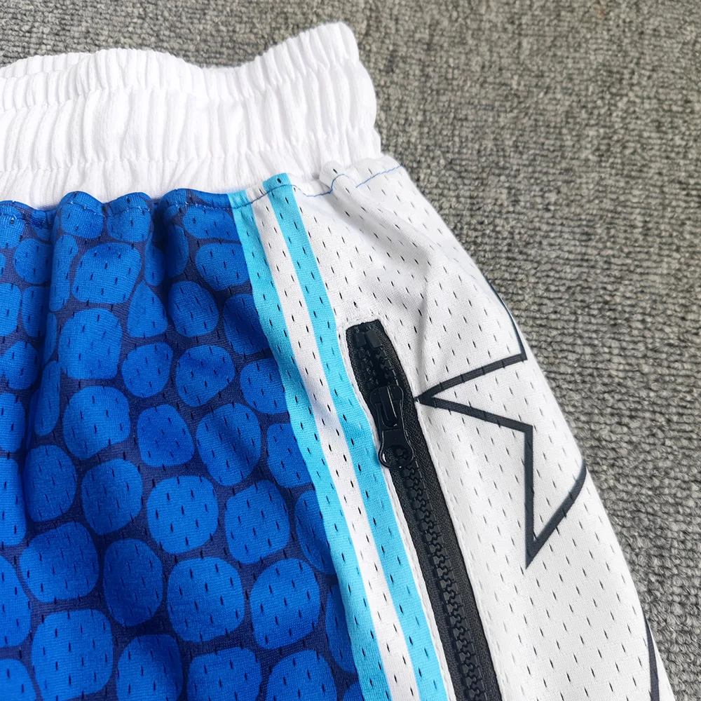 Trillest Los Angeles Blue Mamba Snake Pattern Printed Basketball Shorts with Zipper Pockets Bryant Street Wear Training Pants