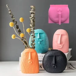Nordic minimalist facial vase resin silicone mold blood drawing human vase concrete cement gypsum silicone mold home decor