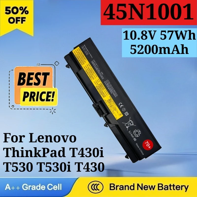 

New 45N1001 10.8V 57Wh 5200mAh Laptop Battery for Lenovo ThinkPad T430i T530 T530i T430 W530 W530i SL430 0A36302 0A36303 45N1006