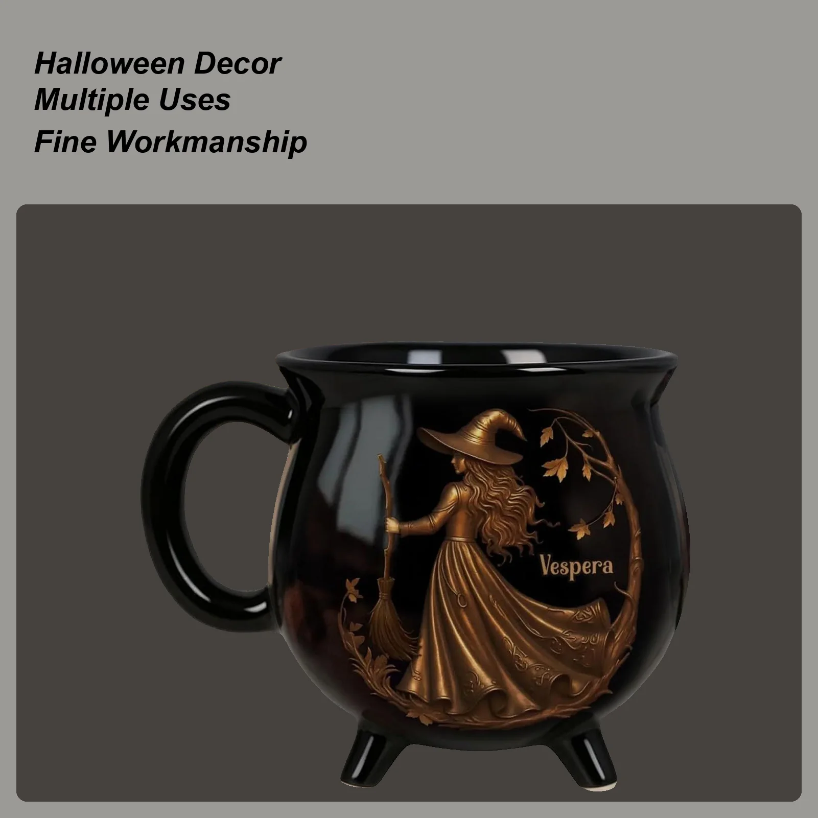 

Cauldron Mug Witch Cat Ceramic Cups Decorative Novelty Cauldron Mug Tea Coffee Dinnerware for Halloween Women Friends Sisters