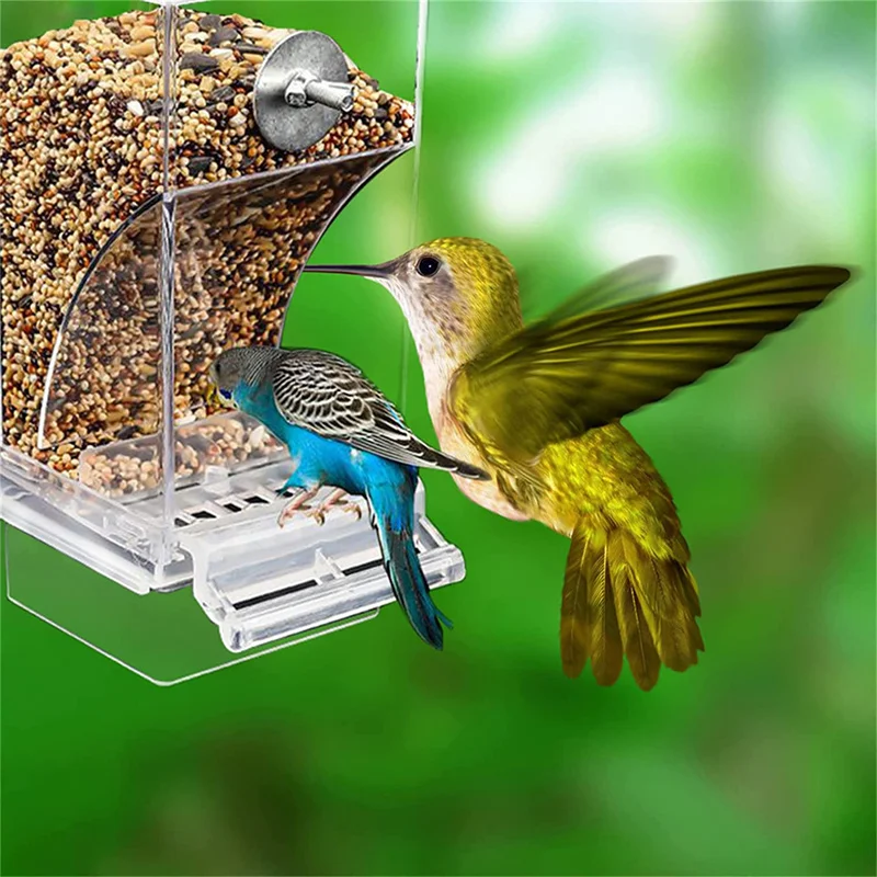 No Mess Bird Feeders Automatic Parrot Feeder Drinker Acrylic Seed Food Container Cage Accessories For Small And Medium Parakeets