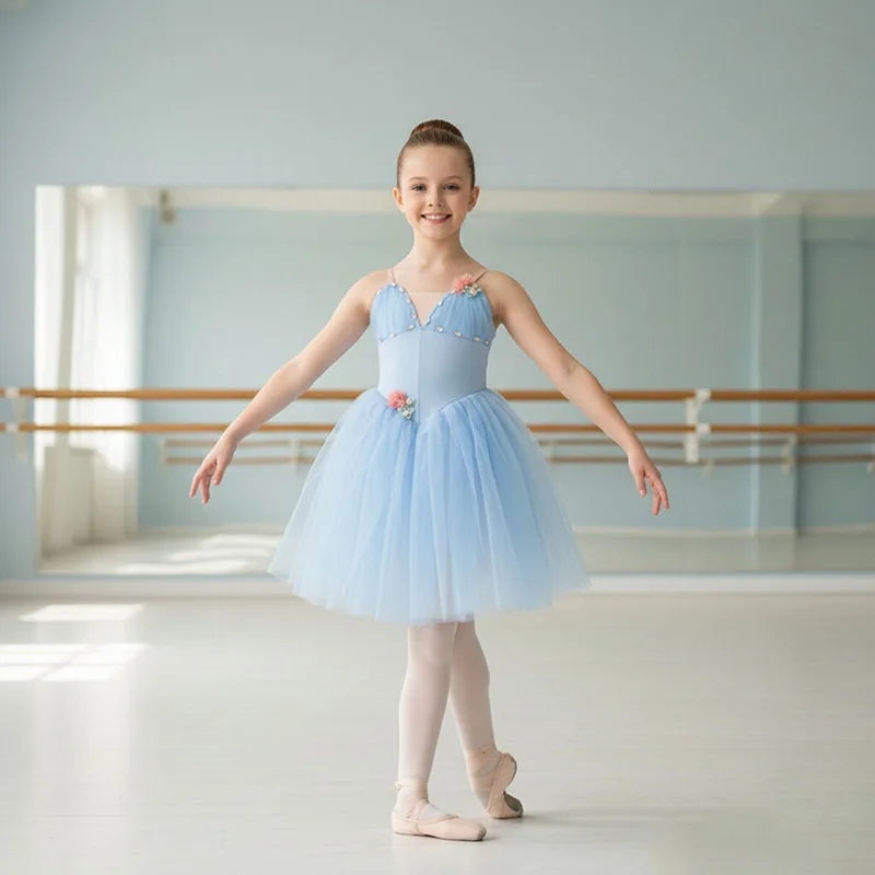 

Girls Princess Costume Tutu Mesh Stage Ballet Dance Dress Performance Vestido Kids Children's Day Outfit