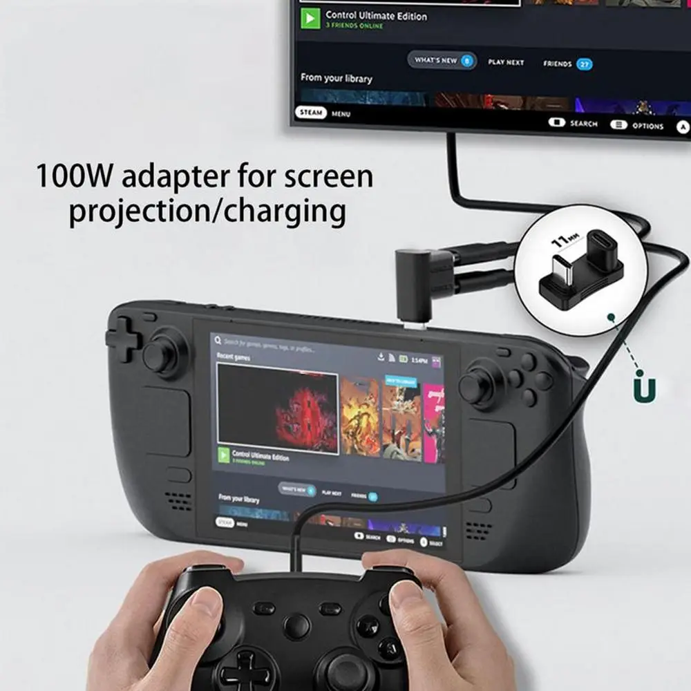 90 Degree Male to Female 10Gbps Type-C 3.1 Adapter 100W Fast Charging For Steam Deck USB C Converter