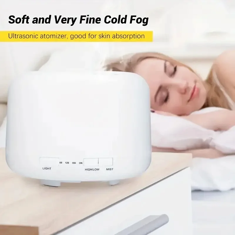 

500ml Quiet Ultrasonic Essential Oil Diffuser with 7-Color LED Mood Light, Auto Shut-Off, BPA-Free, Perfect for Home, Office, Yo