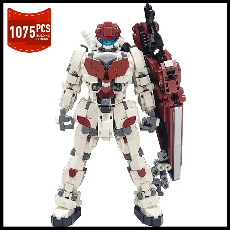 

Строительные блоки MOC Mech Red Robot Goded, экшн-фигурки, Коллекционная модель воина, кирпичные игрушки, праздничный подарок